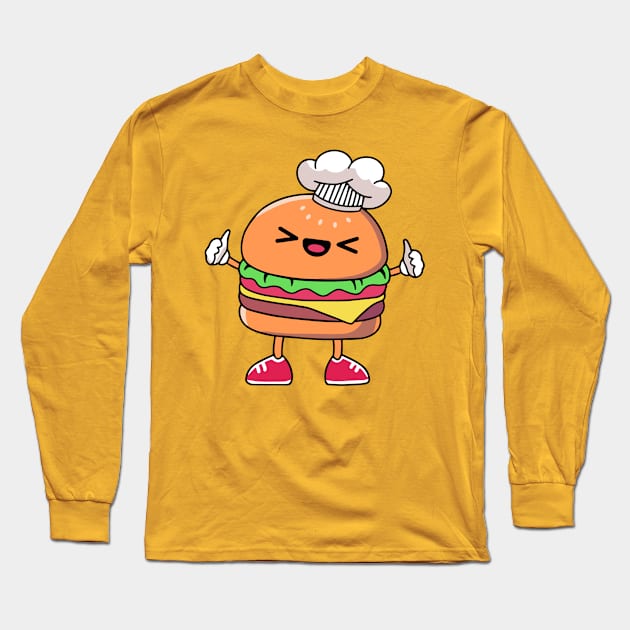LOVELY CUTE BURGER IN CHEF LOOK Long Sleeve T-Shirt by mosalaura